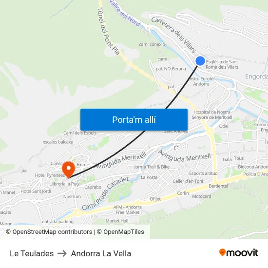 Le Teulades to Andorra La Vella map