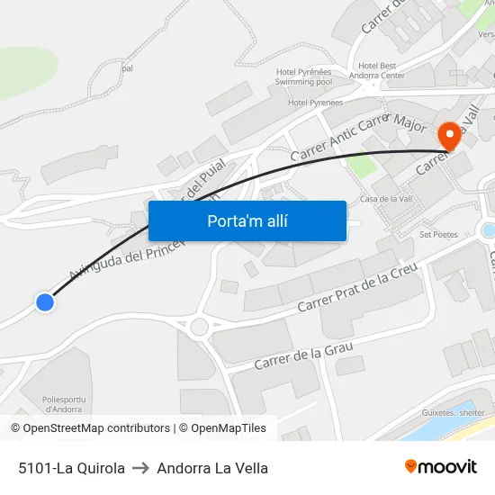 5101-La Quirola to Andorra La Vella map