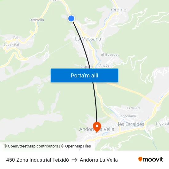 450-Zona Industrial Teixidó to Andorra La Vella map