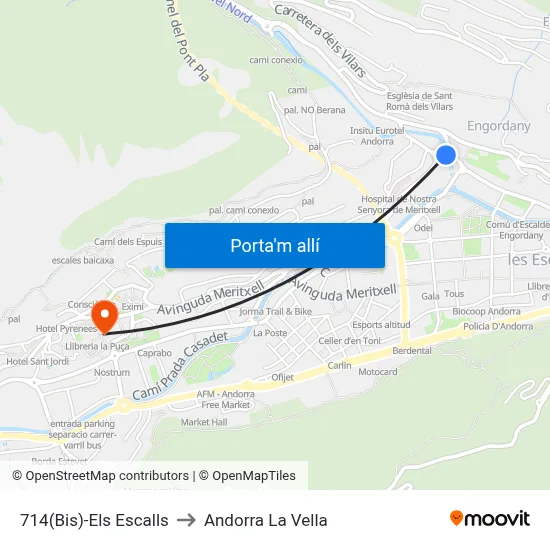 714(Bis)-Els Escalls to Andorra La Vella map