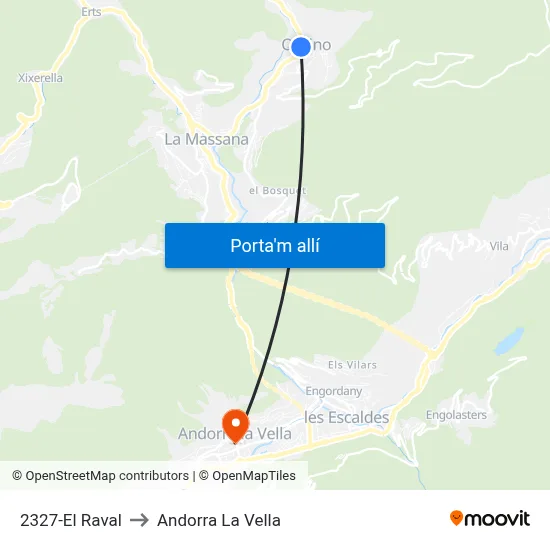 2327-El Raval to Andorra La Vella map