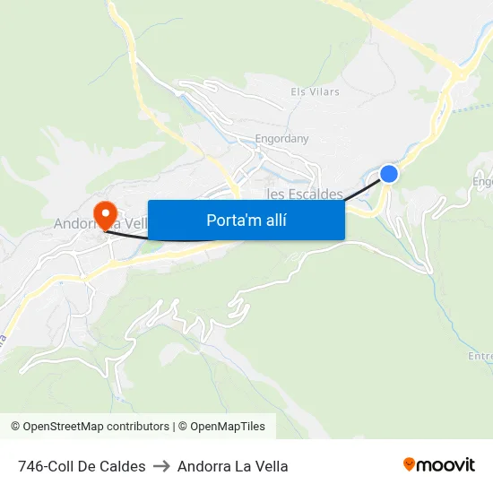 746-Coll De Caldes to Andorra La Vella map