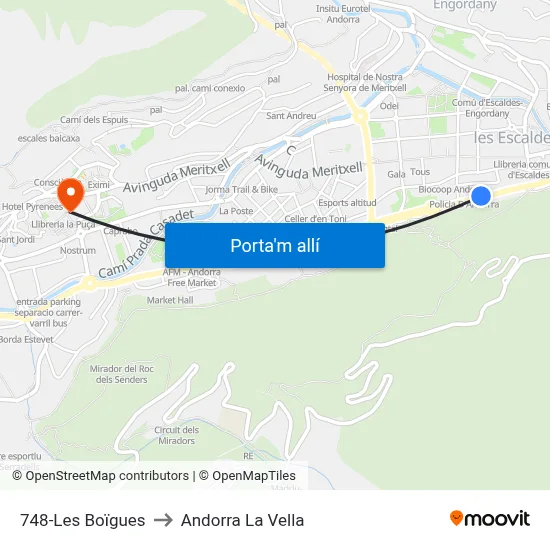 748-Les Boïgues to Andorra La Vella map