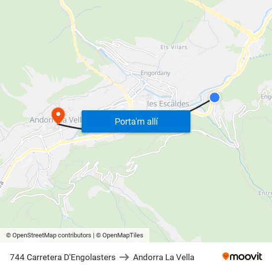 744 Carretera D'Engolasters to Andorra La Vella map