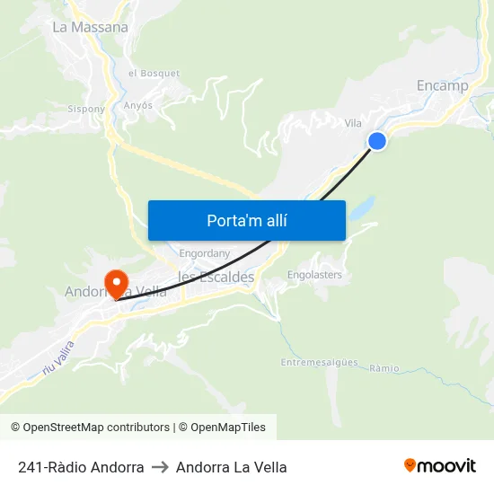 241-Ràdio Andorra to Andorra La Vella map