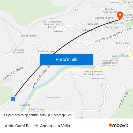 Antic Camí Ral to Andorra La Vella map