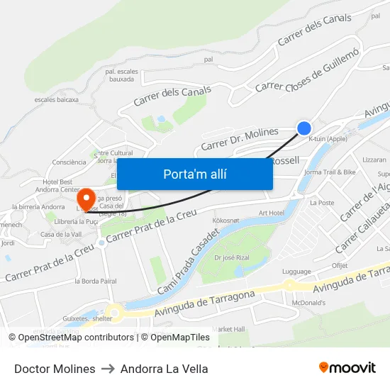Doctor Molines to Andorra La Vella map
