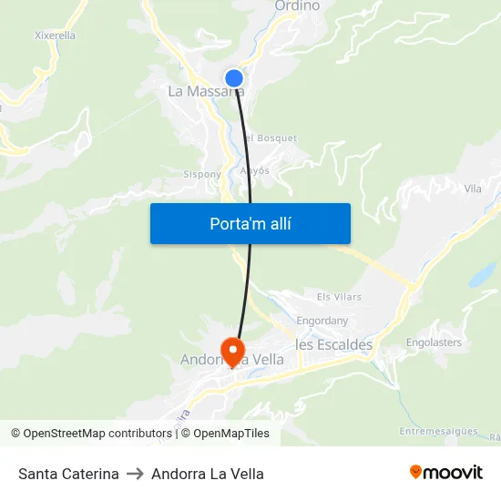 Santa Caterina to Andorra La Vella map