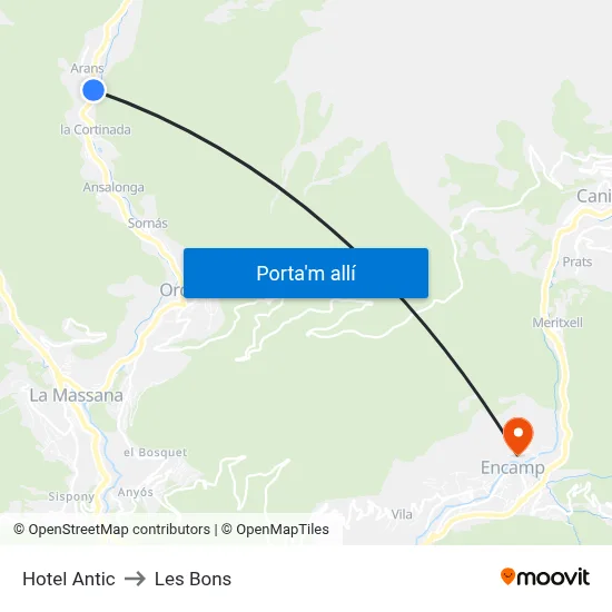 Hotel Antic to Les Bons map