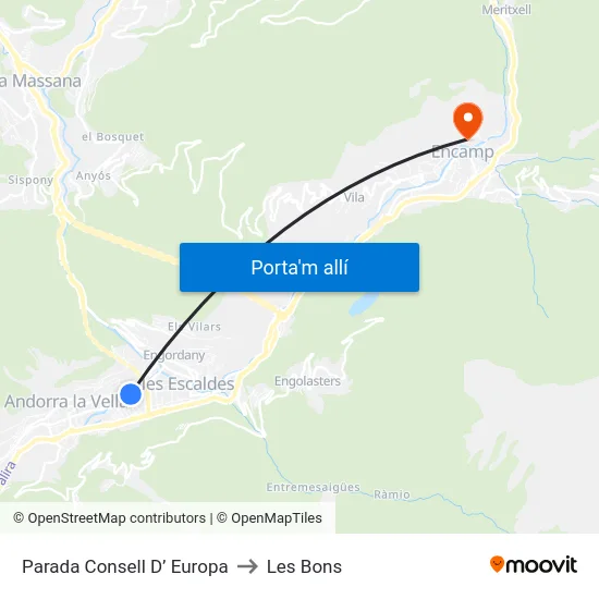Parada Consell D’ Europa to Les Bons map