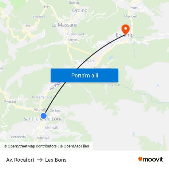 Av. Rocafort to Les Bons map
