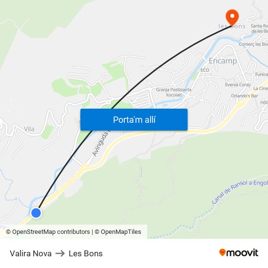 Valira Nova to Les Bons map