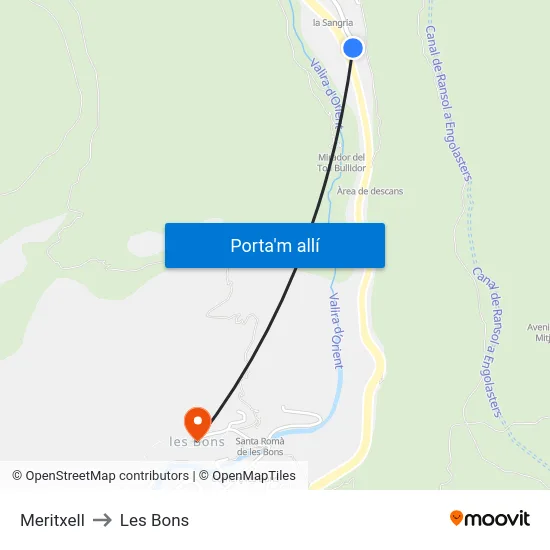 101-Meritxell to Les Bons map