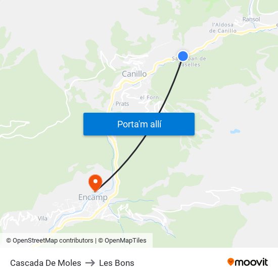 Cascada De Moles to Les Bons map