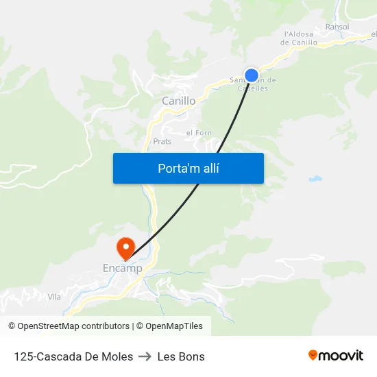 125-Cascada De Moles to Les Bons map