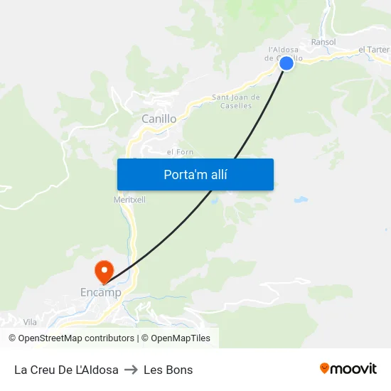 132-La Creu De L'Aldosa to Les Bons map