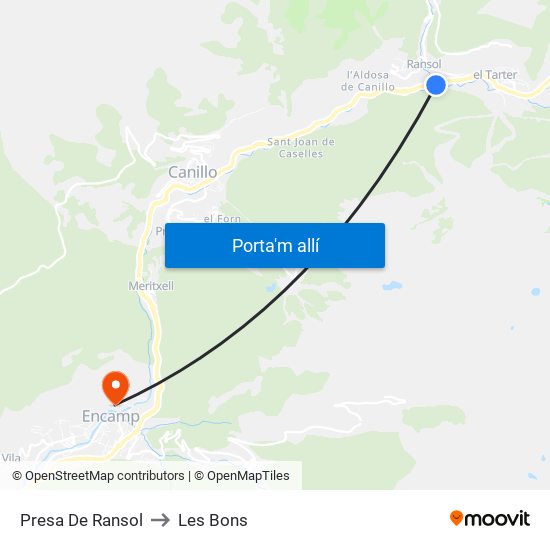 Presa De Ransol to Les Bons map