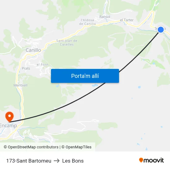 173-Sant Bartomeu to Les Bons map