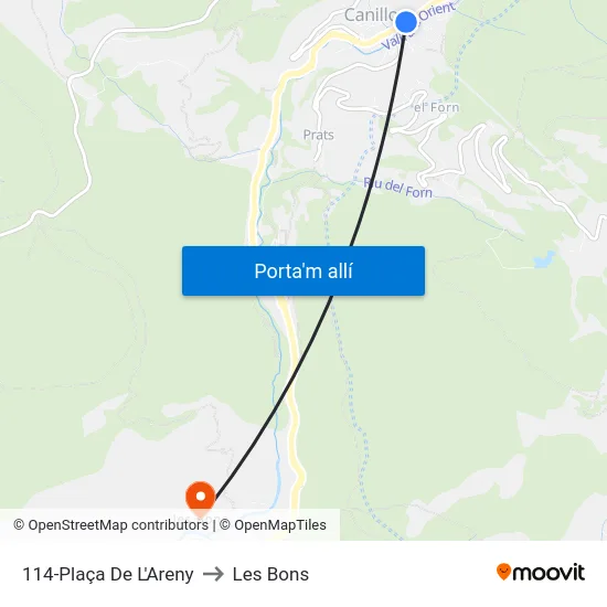 114-Plaça De L'Areny to Les Bons map