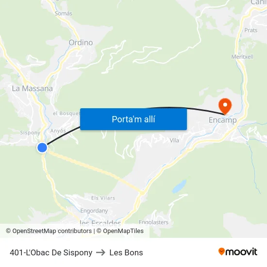 401-L'Obac De Sispony to Les Bons map