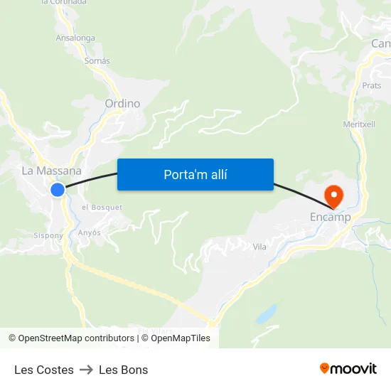 409-Les Costes to Les Bons map