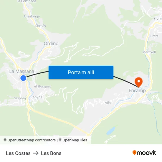 410-Les Costes to Les Bons map