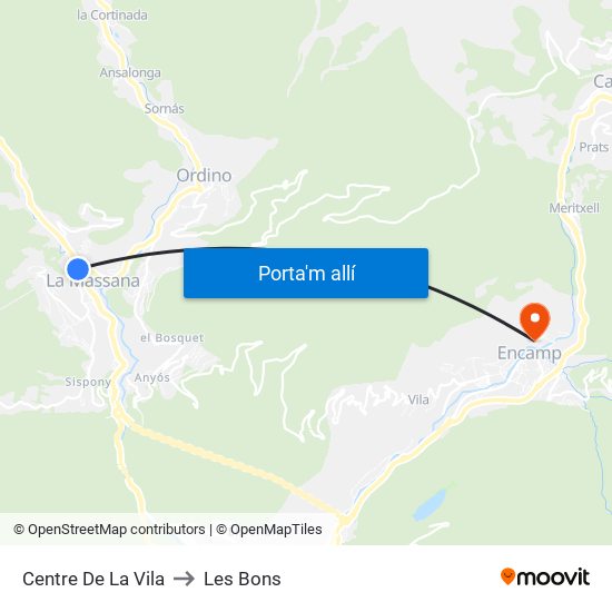 Centre De La Vila to Les Bons map