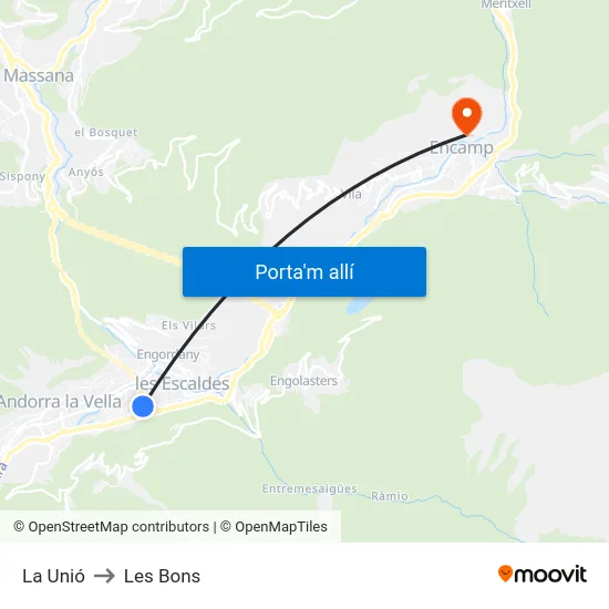 710-La Unió to Les Bons map