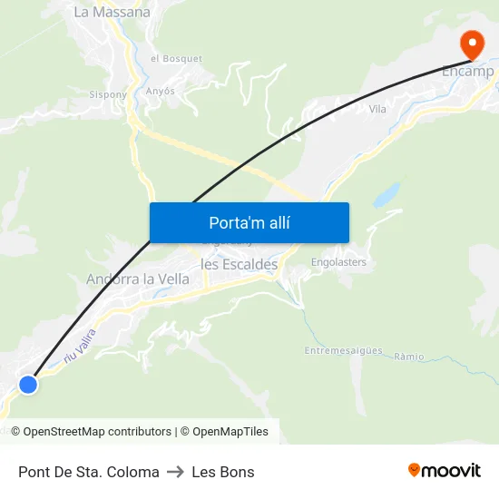 Pont De Sta. Coloma to Les Bons map