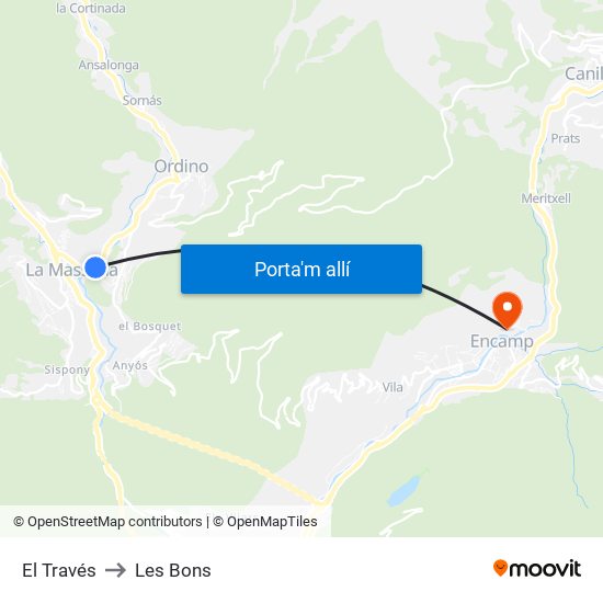 El Través to Les Bons map