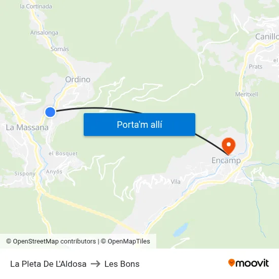 La Pleta De L'Aldosa to Les Bons map