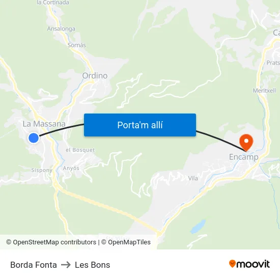 Borda Fonta to Les Bons map