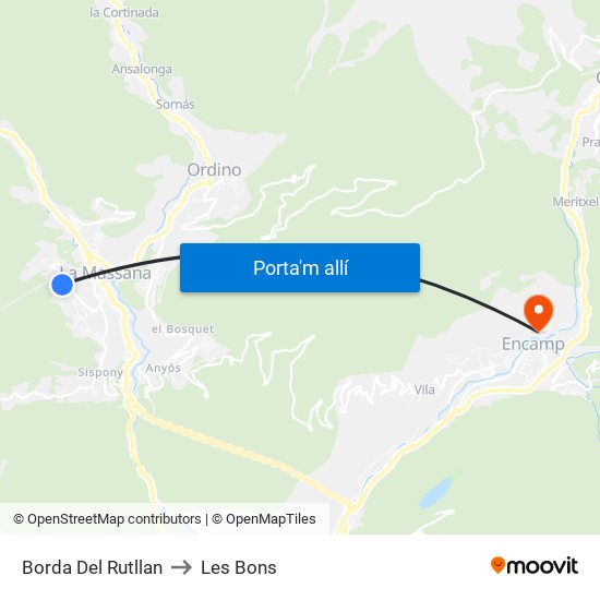 Borda Del Rutllan to Les Bons map