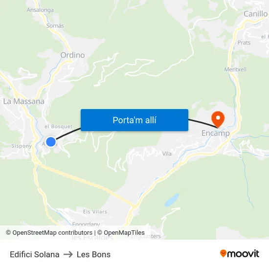 Edifici Solana to Les Bons map