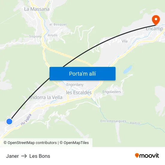 Janer to Les Bons map