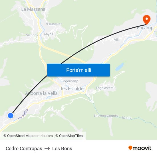 Cedre Contrapàs to Les Bons map