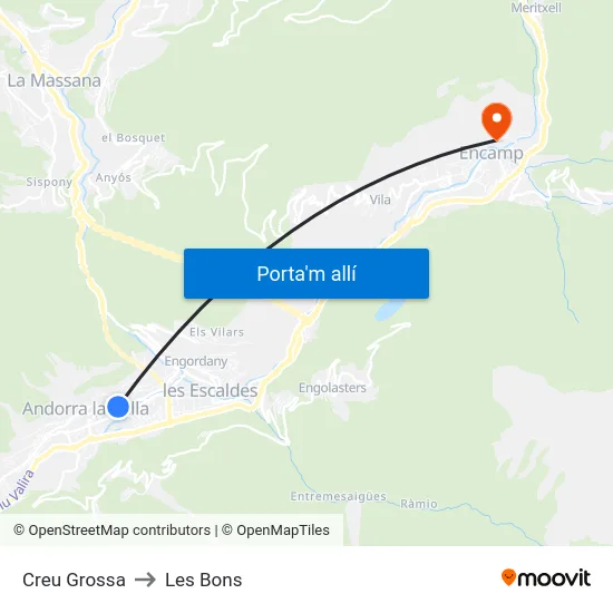 Creu Grossa to Les Bons map
