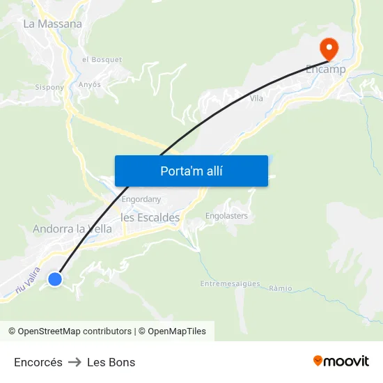 Encorcés to Les Bons map