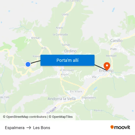 Espalmera to Les Bons map