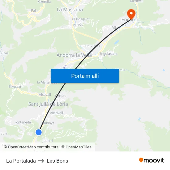 La Portalada to Les Bons map