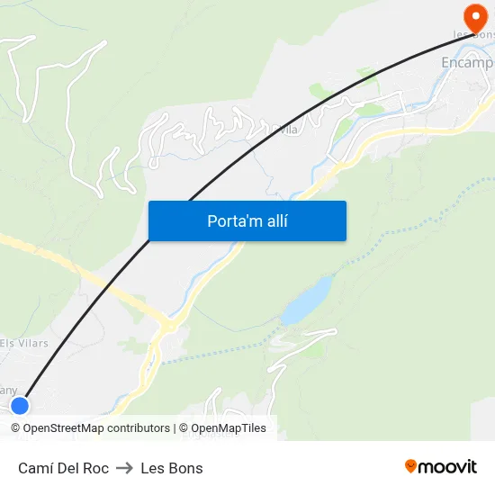 Camí Del Roc to Les Bons map