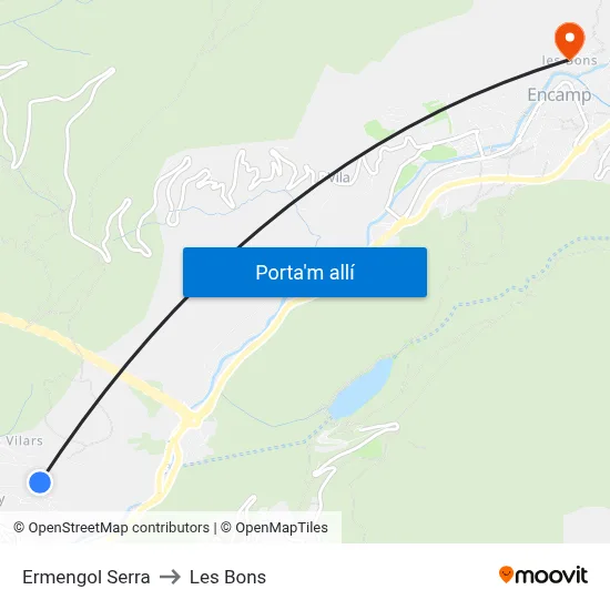Ermengol Serra to Les Bons map