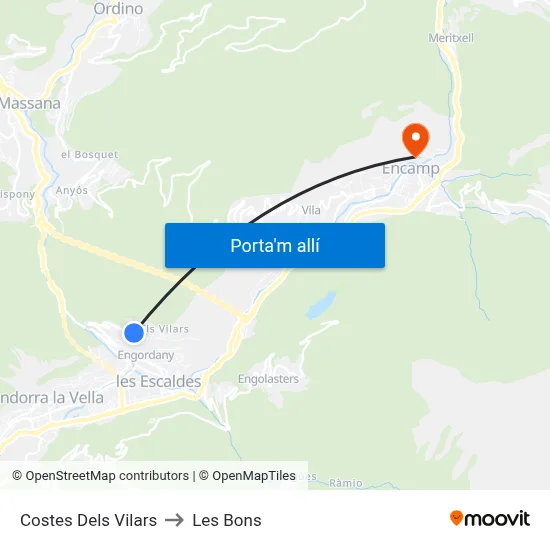 Costes Dels Vilars to Les Bons map