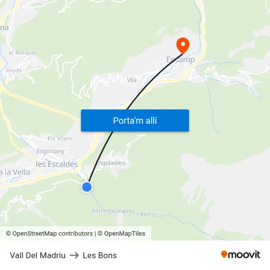 Vall Del Madriu to Les Bons map