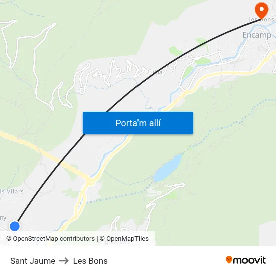 Sant Jaume to Les Bons map