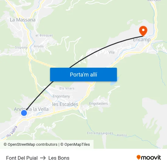 Font Del Puial to Les Bons map