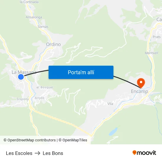 Les Escoles to Les Bons map