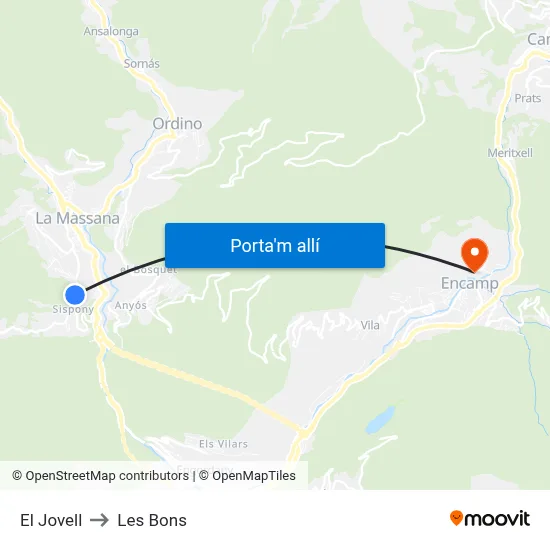 El Jovell to Les Bons map