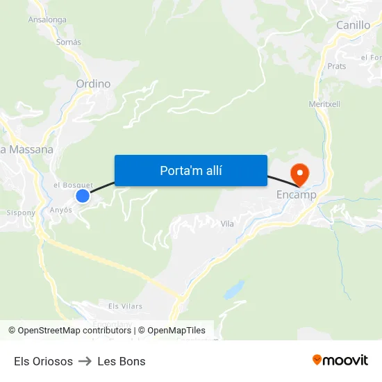 Els Oriosos to Les Bons map