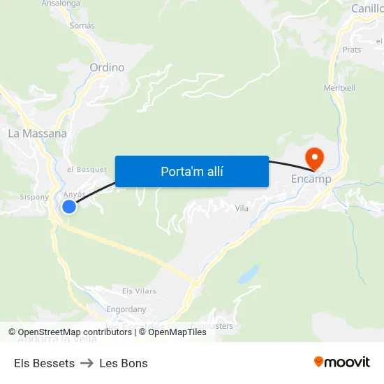 Els Bessets to Les Bons map